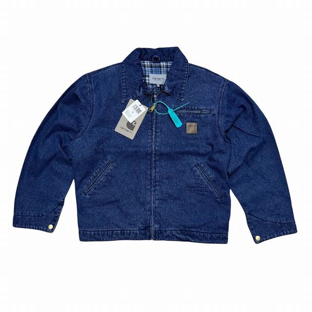 K413 Carhartt Wip Heavy Distressed Denim Detroit Lapel Jacket (J97). Fabric: 13Z