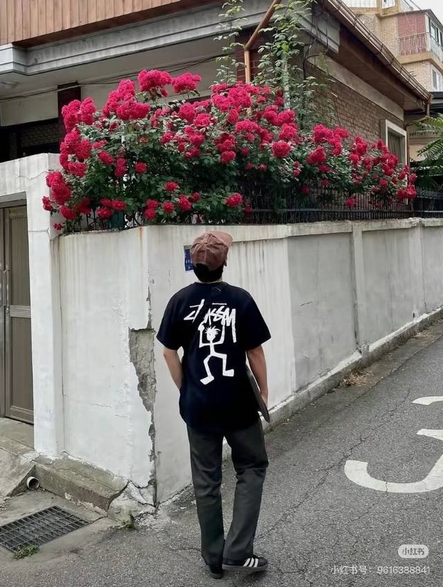 S248 Stussy T-Shirt Letter Printed Round Neck Short Sleeve T-Shirt for both men