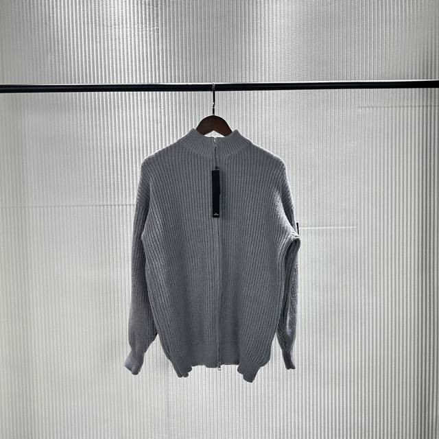 S21 Stone Island 23Fw heavy solid color sweater knitted cardigan. High-end outdo