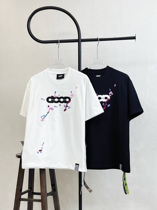 Style No. X212 Good Rand 3D print ink embroidery round neck short-sleeved couple