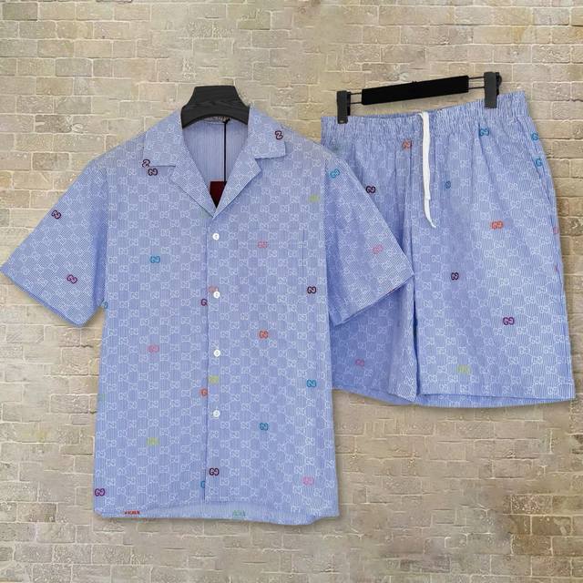 Top and shorts Gucci colorful letter full print short suit