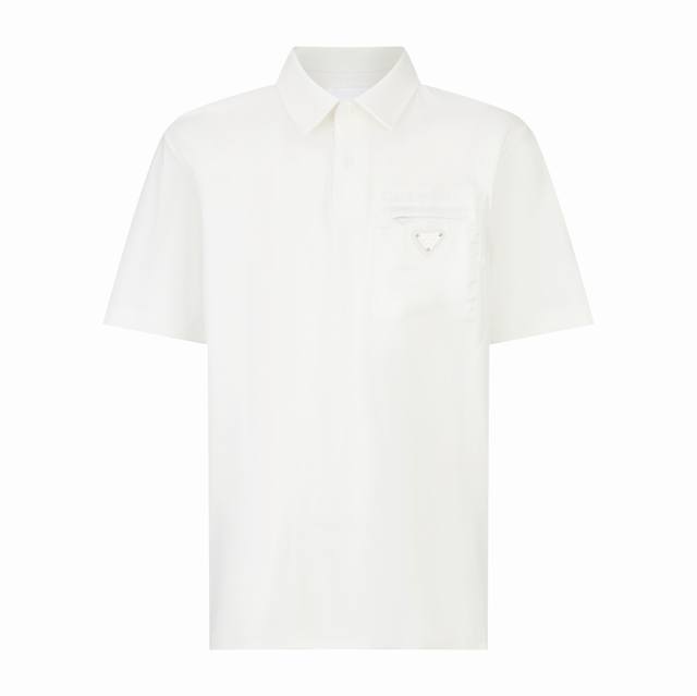 Prada Tech-Striped Pocket Polo Shirt Fabric: Made from 50s double-faced technica
