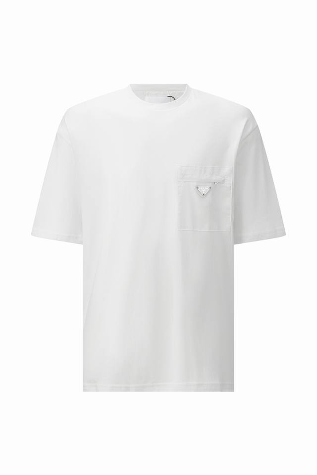 Prada chest zipper pocket short sleeve. Fabric: 50s ultra-soft cotton, weight: 1