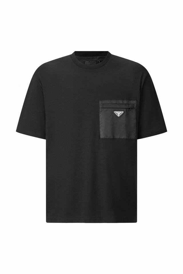 Prada chest zipper pocket short sleeve. Fabric: 50s ultra-soft cotton, weight: 1