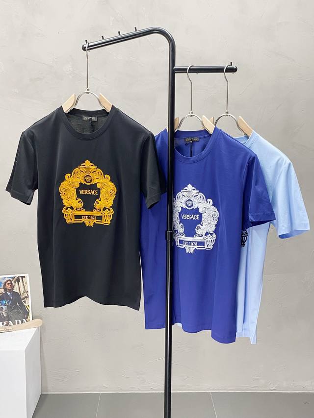 Versace exclusive new original men's casual short-sleeved high-end version fashi