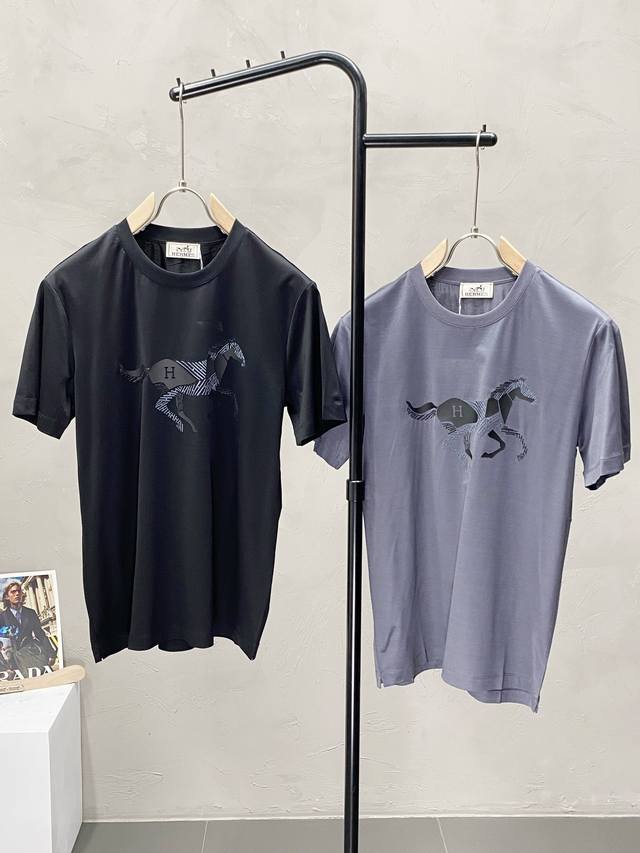 Hermes exclusive exclusive supply of new original men's casual short-sleeved hig