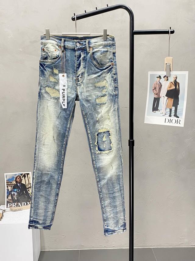 Purple Brand exclusive, new slim-fit, high-end straight-leg jeans! Made with bre