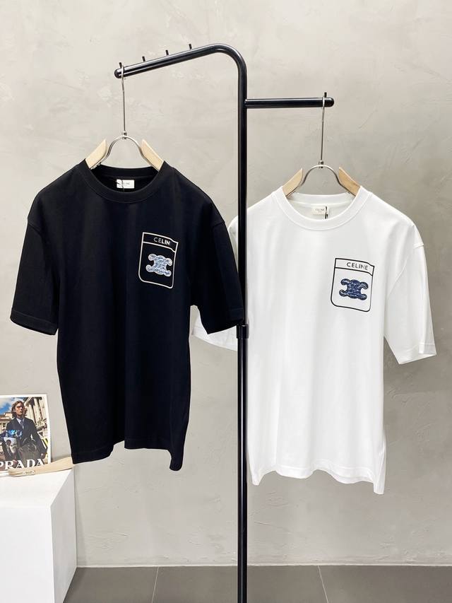 Celine exclusive new original men's casual short-sleeved high-end high version f