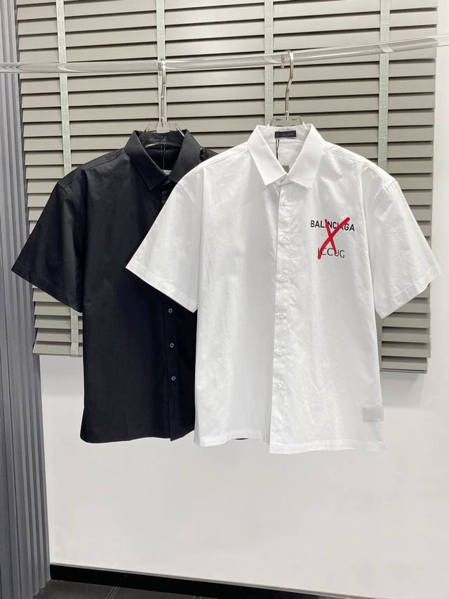 Balenciga exclusive new original men's casual short-sleeved shirt, high-end vers