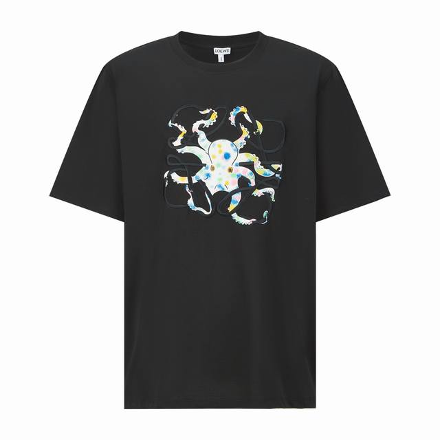 Loewe Octopus Print Embroidered Short Sleeve Fabric: Made of 50s pure cotton pla