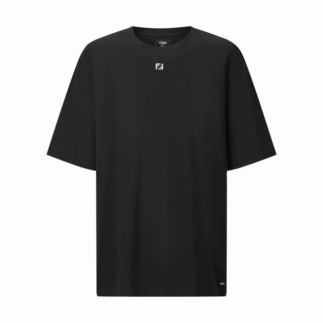 Fendi short-sleeved shirt with metal stamping. Fabric: 40s mercerized double-sid