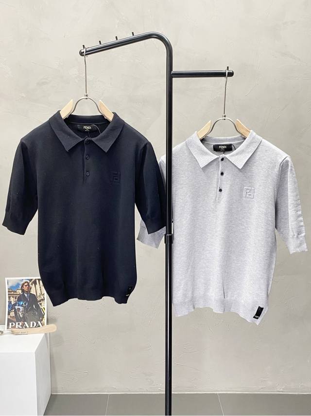 Fendi exclusive new original men's casual spring and summer knitted short-sleeve