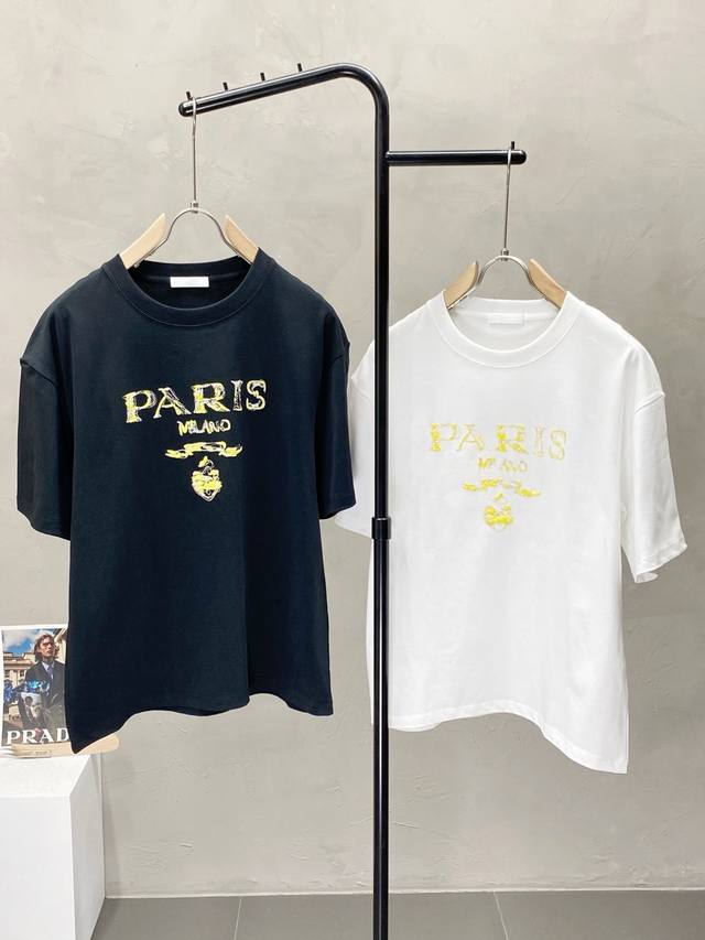 Prada exclusive new original men's casual spring and summer short-sleeved high-e
