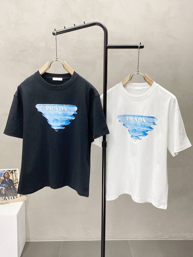 Prada exclusive new original men's casual spring and summer short-sleeved high-e