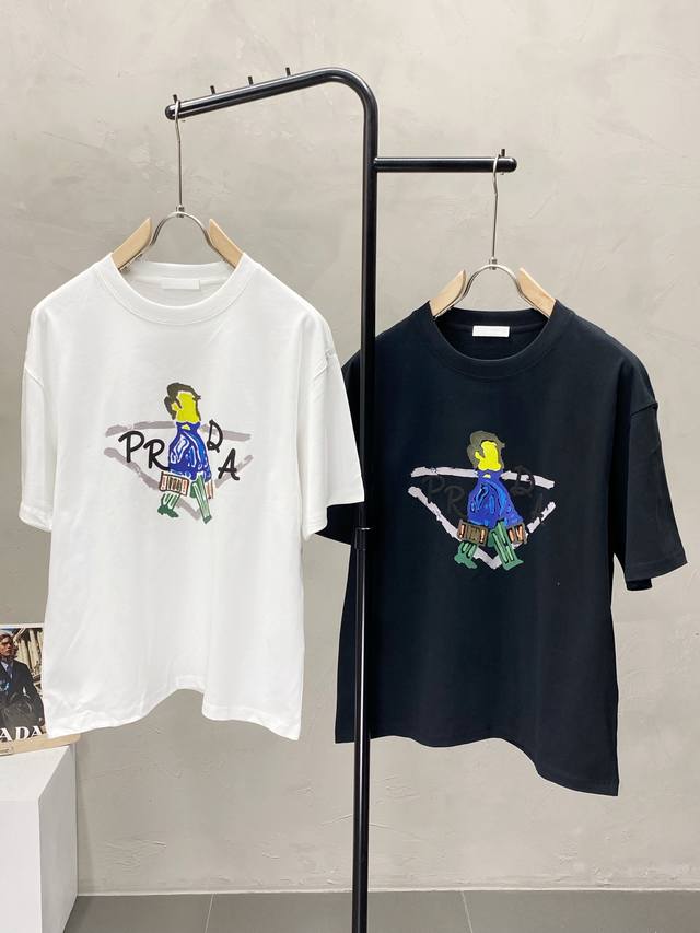 Prada exclusive new original men's casual spring and summer short-sleeved high-e
