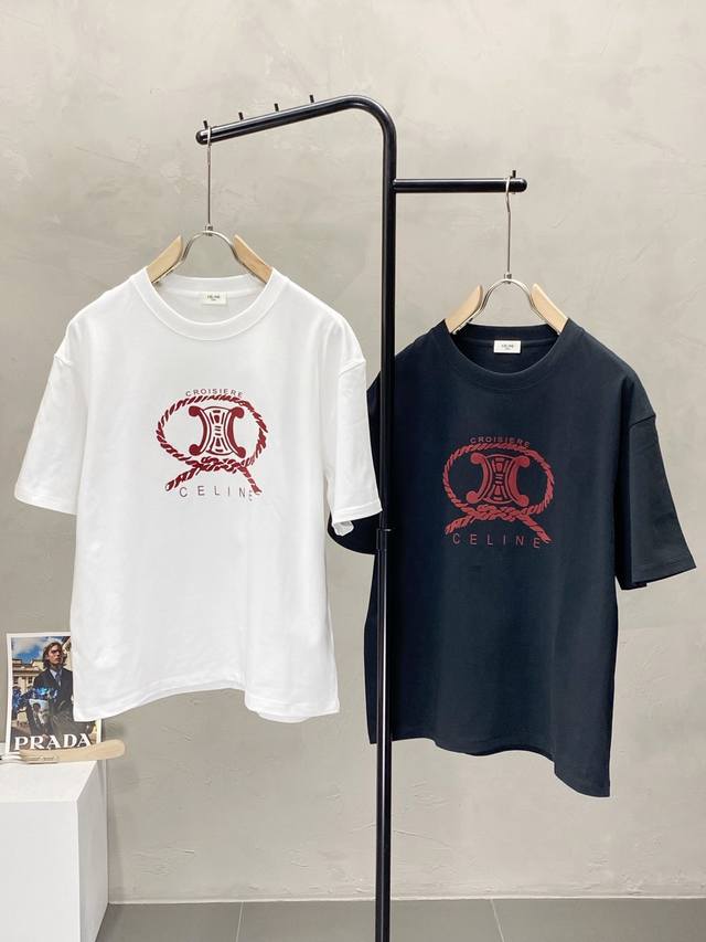 Celine exclusive new original men's casual spring and summer short-sleeved high-
