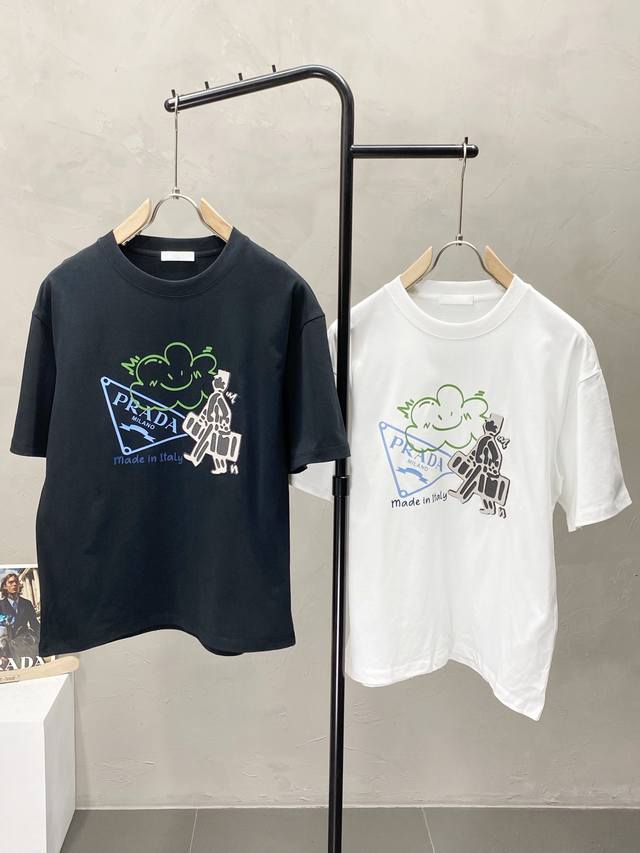 Prada exclusive new original men's casual spring and summer short-sleeved high-e
