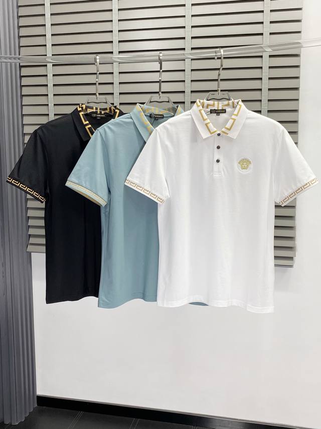 Versace exclusive new original men's casual lapel short-sleeved high-end version