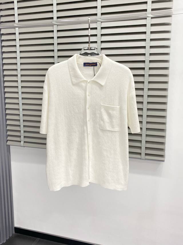 Louis Vuitton exclusive new original men's casual knitted lapel short-sleeved hi