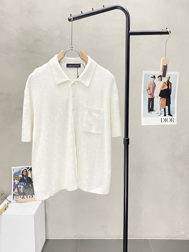 Louis Vuitton exclusive new original men's casual knitted lapel short-sleeved hi