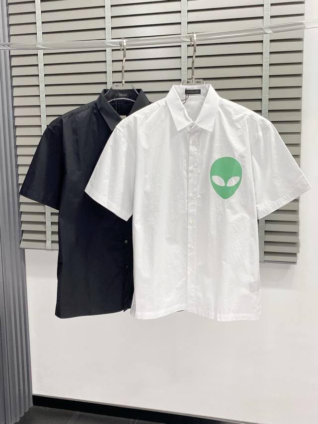 Balenciga exclusive new original men's casual short-sleeved shirt, high-end vers