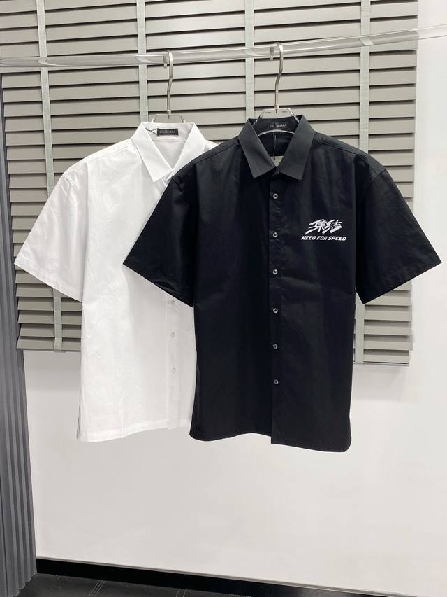 Balenciga exclusive new original men's casual short-sleeved shirt, high-end vers