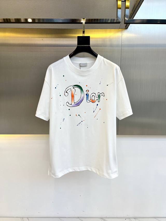 G Dio, 2025 Early Spring hand-painted logo badge crew neck short-sleeved T-shirt