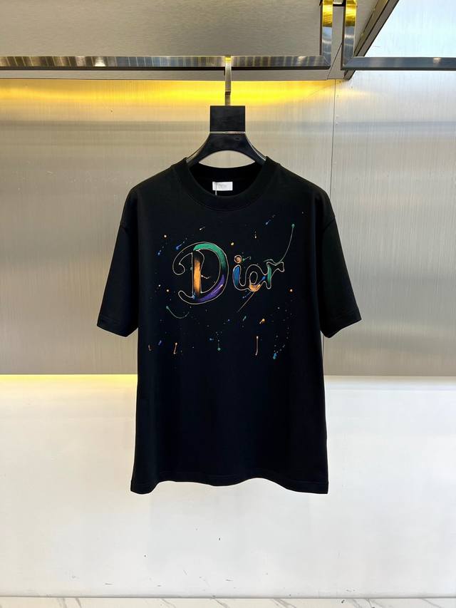 G Dio, 2025 Early Spring hand-painted logo badge crew neck short-sleeved T-shirt