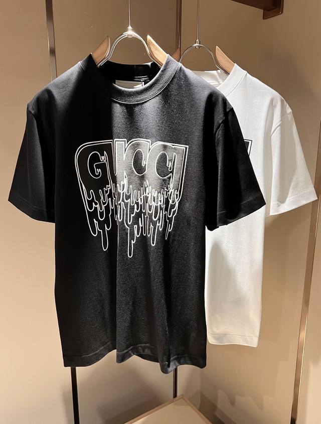 Gucc* Gucc's new 2025 spring and summer unisex couple's casual loose cotton roun