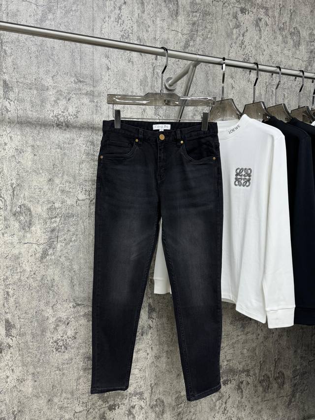 Dior 25th anniversary latest men's soft high-elastic black and gray jeans, this
