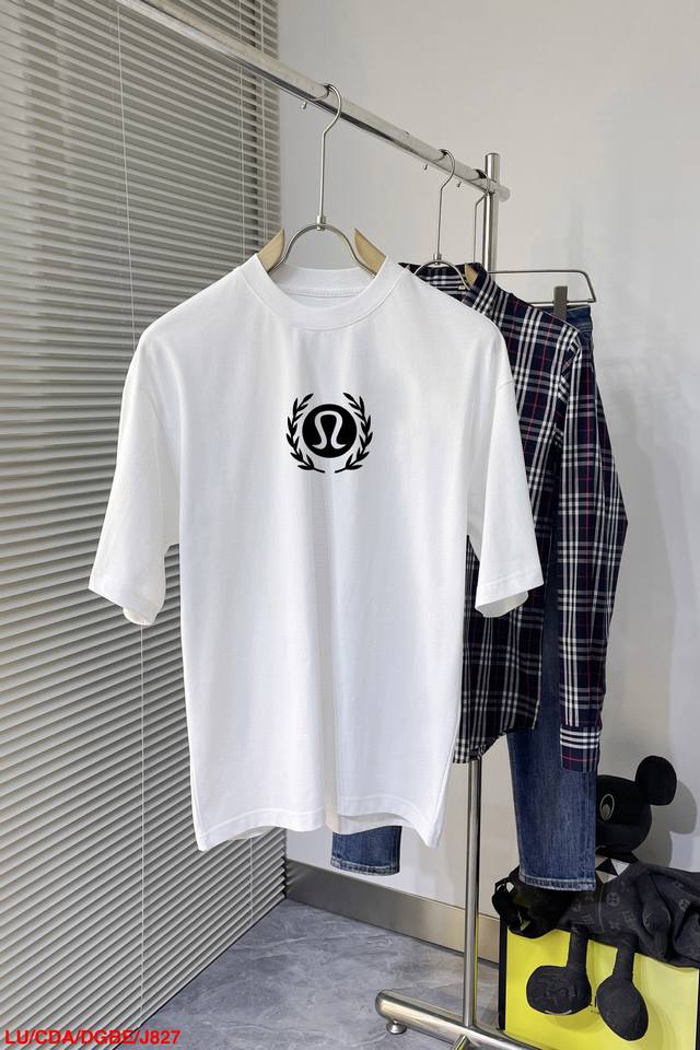 J827 Luluem's new double-layer, heavily overprinted, letter-printed short-sleeve