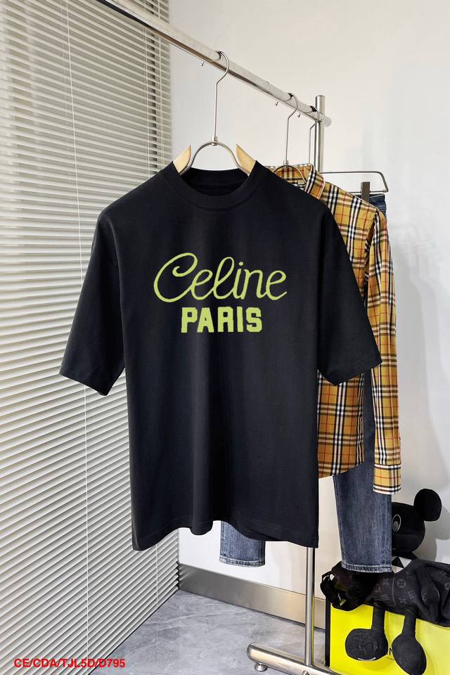 D795 Ce New double-layer, heavy-duty, letter-printed short-sleeved T-shirt. Whet
