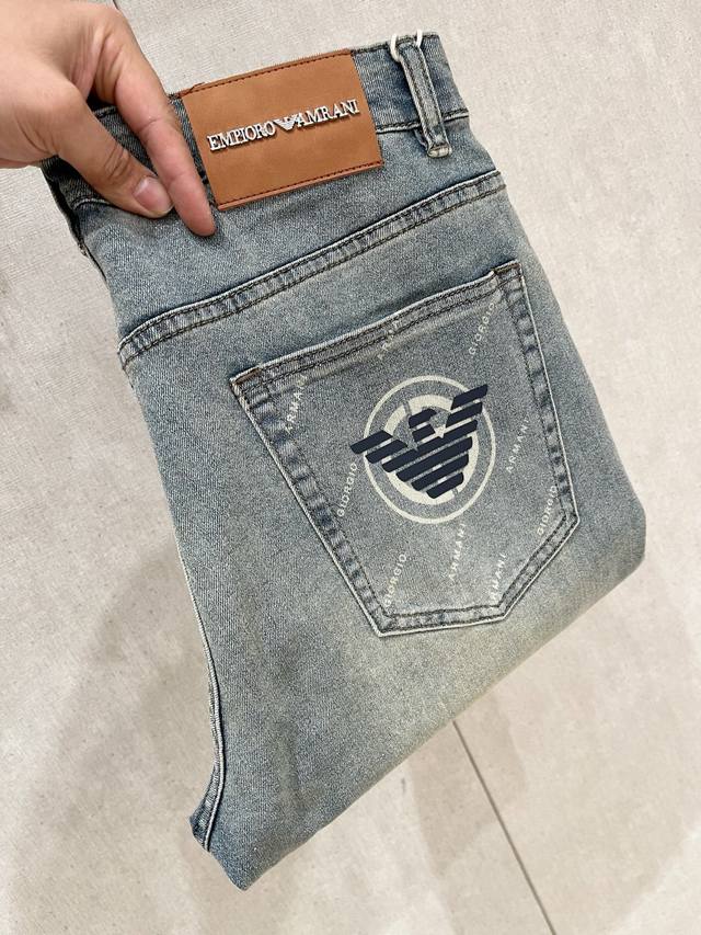 Amn*2025 Spring/Summer new men's washed jeans. Custom-made denim with stretch fa