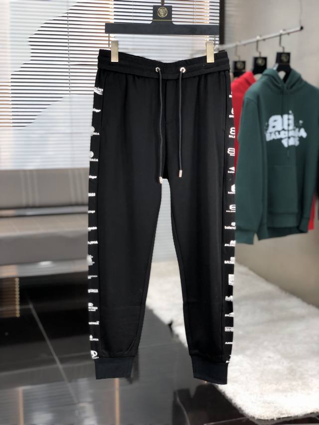 Balenciaga 2025 Spring Logo sports casual pants, custom-made with original exclu