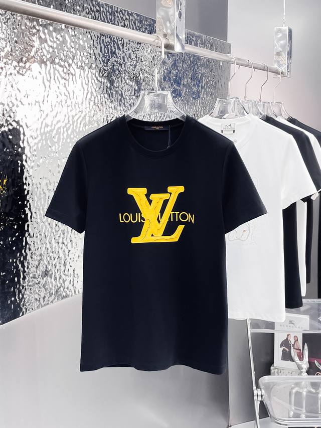 Louis Vuitto* 2025Ss new short-sleeved crewneck T-shirt, made from high-end cust