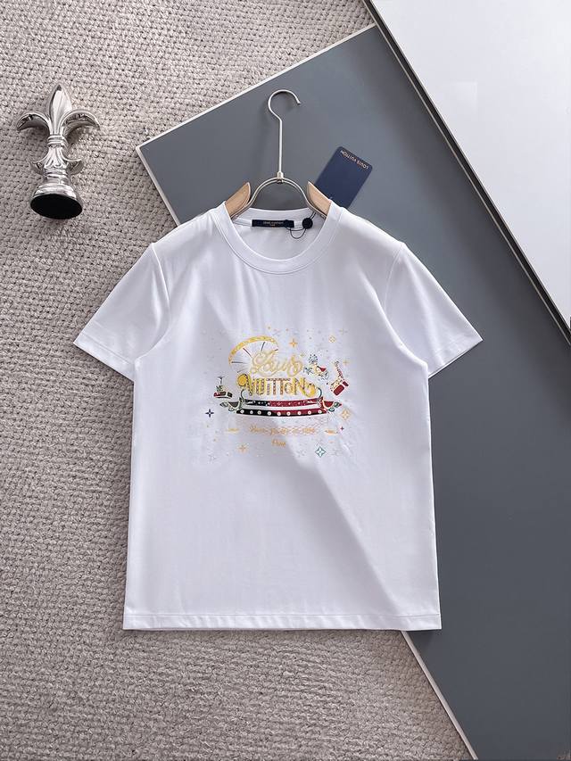 Louis Vuitto* 2025Ss new short-sleeved crewneck T-shirt, made of high-end custom