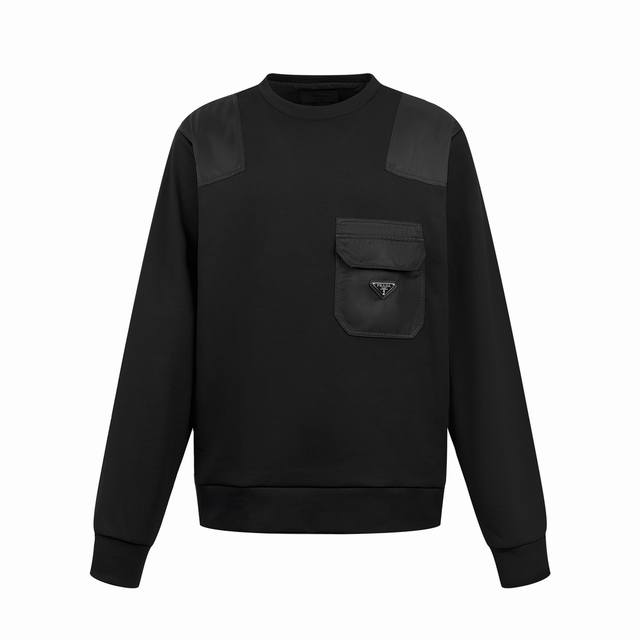Prada triangle logo nylon sweatshirt customized 330 grams of Landi double-sided
