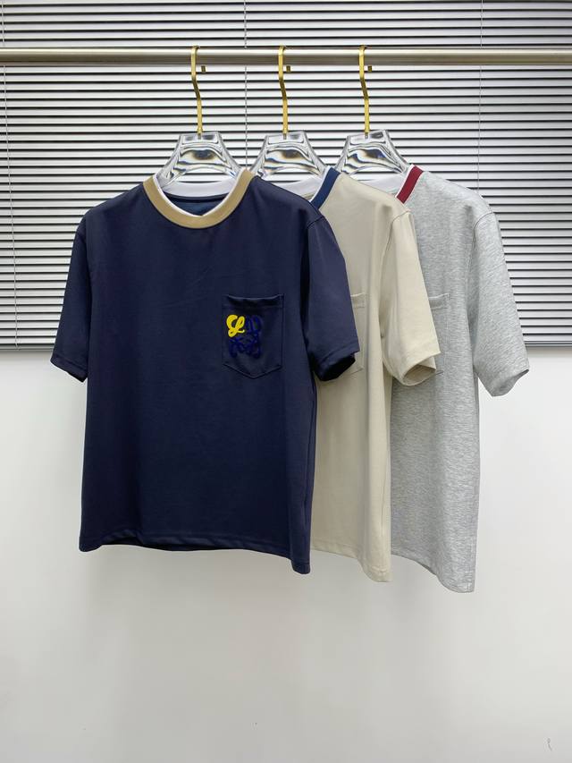 Loewe 2025Ss new classic round neck short sleeve, fashionable and versatile clas