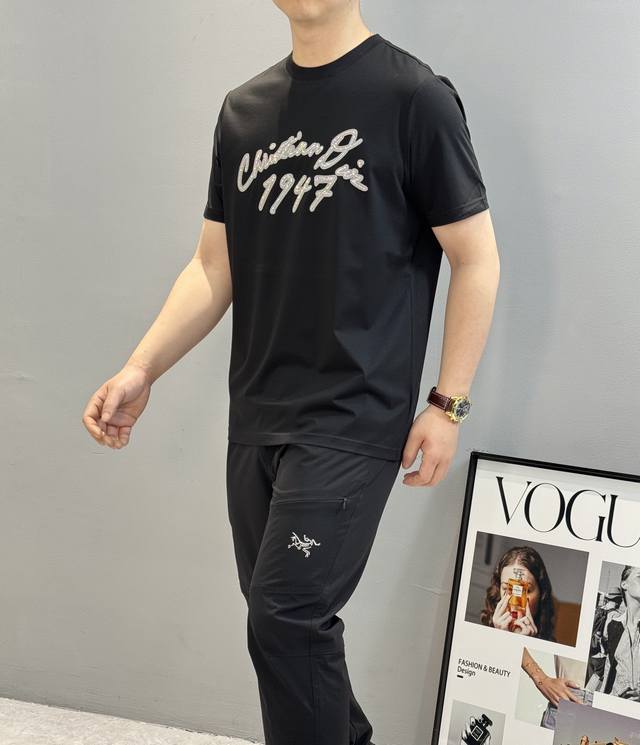 Dior 25S summer new mercerized cotton T-shirt. Classic 1947! Classic lettering 3