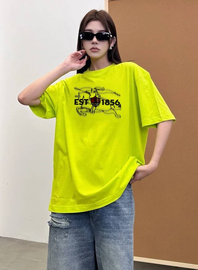 Bbr* Burberry-Lee 2025S new short-sleeved T-shirt, unisex! Featuring a classic W