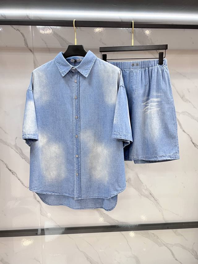 Shirt - . Shorts - . Acne Studios 1996 Series Distressed Printed Denim Jacket Pr