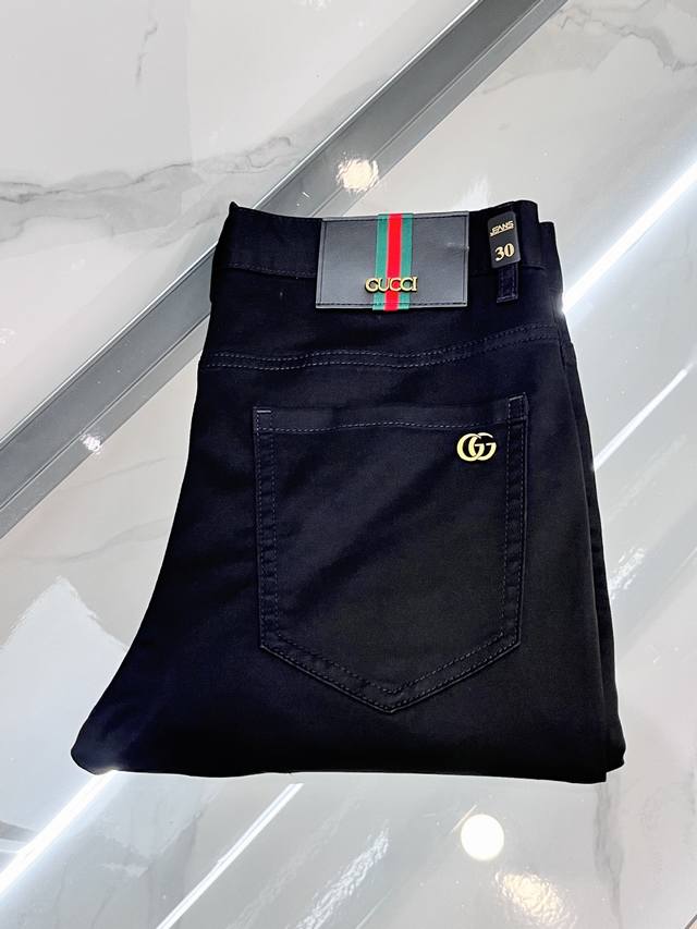 Gucci 2025Ss early spring new thin heavy casual jeans, imported high-quality was