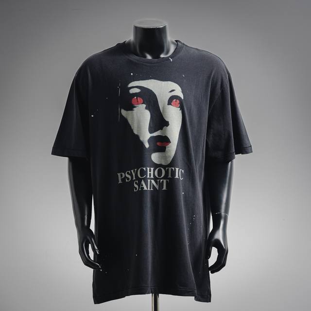 Saint Mxxxxxx red-eyed face retro Vintage distressed short-sleeved T-shirt Size: