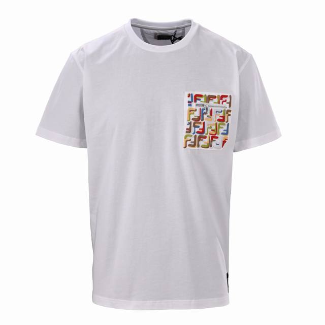 Fendi Fd Ff short-sleeved embroidered pocket zipper T-shirt DDD. Custom-made 50s