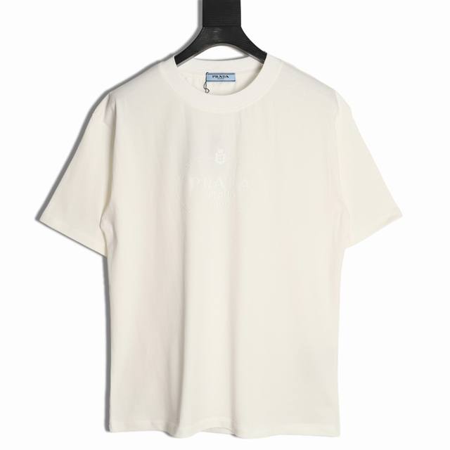 Prada 25Ss Silicone Lettering Short-Sleeved T-shirt Made from custom 240g 26s ul