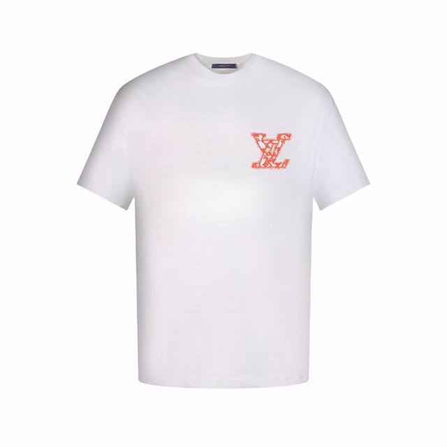 Louis Vuitton 25Ss Orange Label Hollow Embroidery Round Neck Short Sleeve T-shir