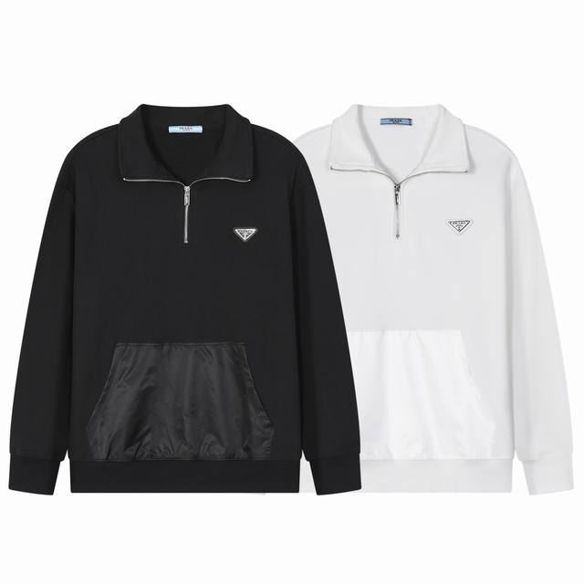 Prada's newest fall/winter stand-up collar sweatshirt, featuring a slightly wide
