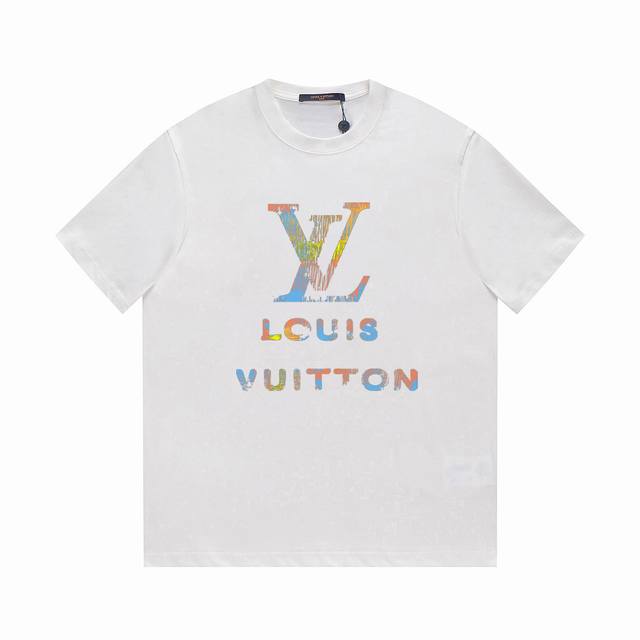 Lv 25Ss Spring/Summer Printed Short T-shirt Series - Lv Color-Fade Classic Logo