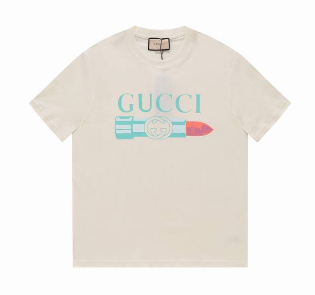 Gucci 23Ss lipstick print short-sleeved T-shirt. High-quality, high-edition, sup