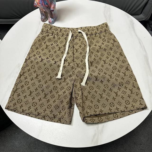 Louis Vuitton-LV all-over jacquard drawstring denim shorts are made from custom